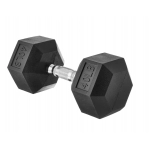 Rubber Encased Exercise & Fitness Hex Dumbbell, Hand Weight for Strength Training, 40 lb, Black & Silver