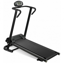Folding Manual Walking Treadmill, Non-Electric Treadmill with Armrests and LCD Display, Suitable for Aerobic Sport Fitness