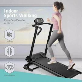 Folding Manual Walking Treadmill, Non-Electric Treadmill with Armrests and LCD Display, Suitable for Aerobic Sport Fitness