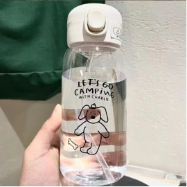 Water Bottles Plastic Water Cup with Straw Cartoon Printing Dog Cups Large Capacity Sports Cups Portable Water Cups Drinkware