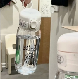 Water Bottles Plastic Water Cup with Straw Cartoon Printing Dog Cups Large Capacity Sports Cups Portable Water Cups Drinkware