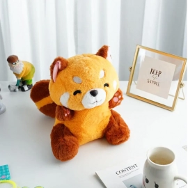 Soft Plush Toy Red Panda Breathing Stuffed Animal Doll Plays 10 Lullabies With Light For Anxiety Adults