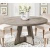 Kitchen dining table, circular 47 inch gray farmhouse wooden dining table, living room (excluding chairs) dining room table