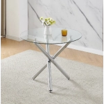 Nova Clear Round Glass Dining Table Metal Leg Dining Room Chrome Cafe Furniture